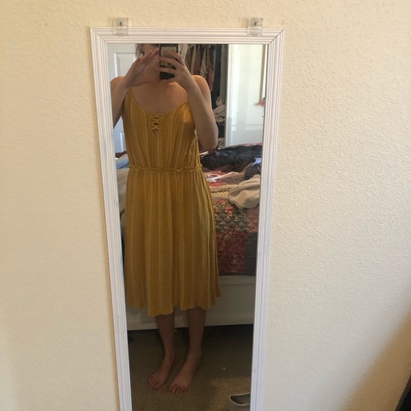 Striped Yellow knee length Sundress - Picture 2 of 4